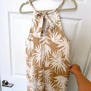 *NWT* Gap - Linen Blend Sundress - Beige White Tropical Leaf Pattern - Size 6